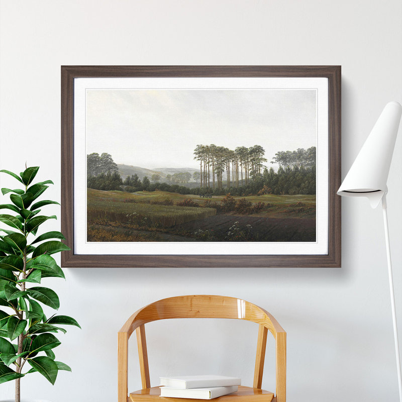 The Afternoon by Caspar David Friedrich - Picture Frame Painting, 36cm H x 48cm W x 2cm D, Walnut