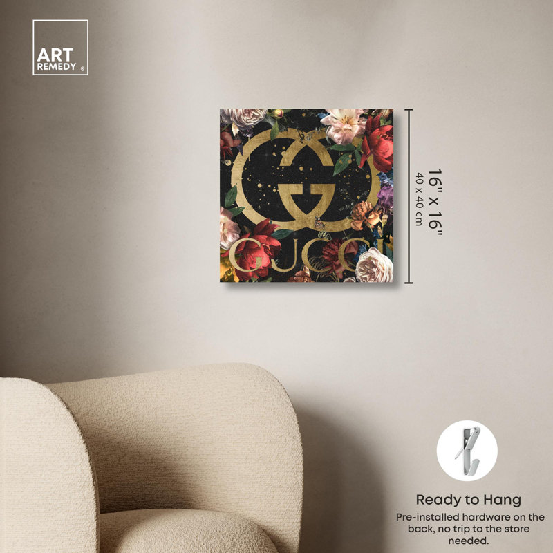 Glam, art noir sur toile noir, Toile tendue, H 16 po x l 16 po