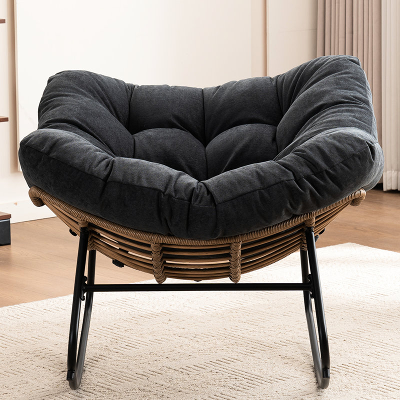Chaise berçante moderne, revêtement en chenille, réduire l'anxiété, salon, décoration de chambre à coucher, Noir
