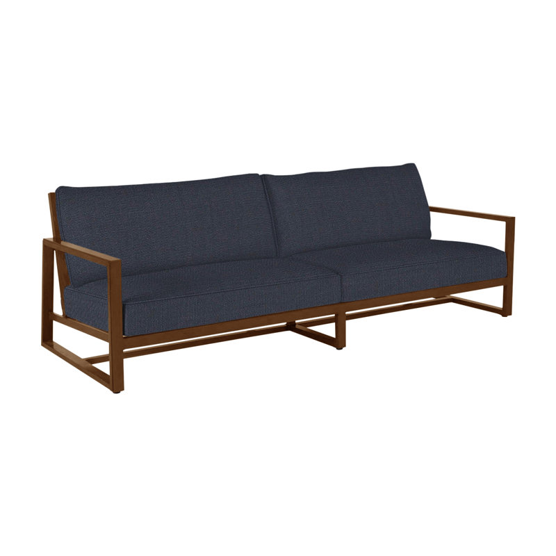 Avondale Aluminum Sofa - Oak, Welt, Linen Navy, Oak