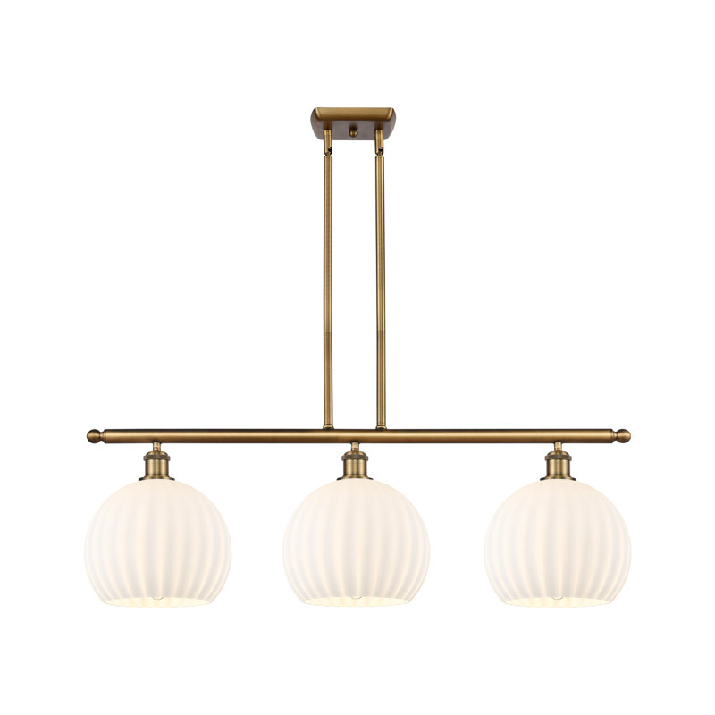 Luminaire suspendu pour îlot suspendu 3 lumières Ballston Venetian, H 12,5 po x l 36,5 po x P 10 po, Chrome poli