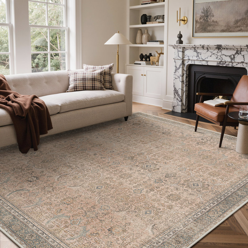 Tapis rose Abastos, Rectangle 6 pi x 9 pi, Oatmeal Beige