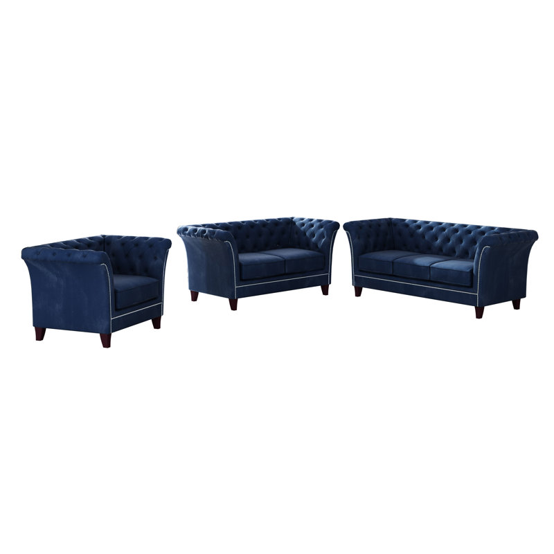 Chesterfield  Sofa Set 3+2+1, Navy blue