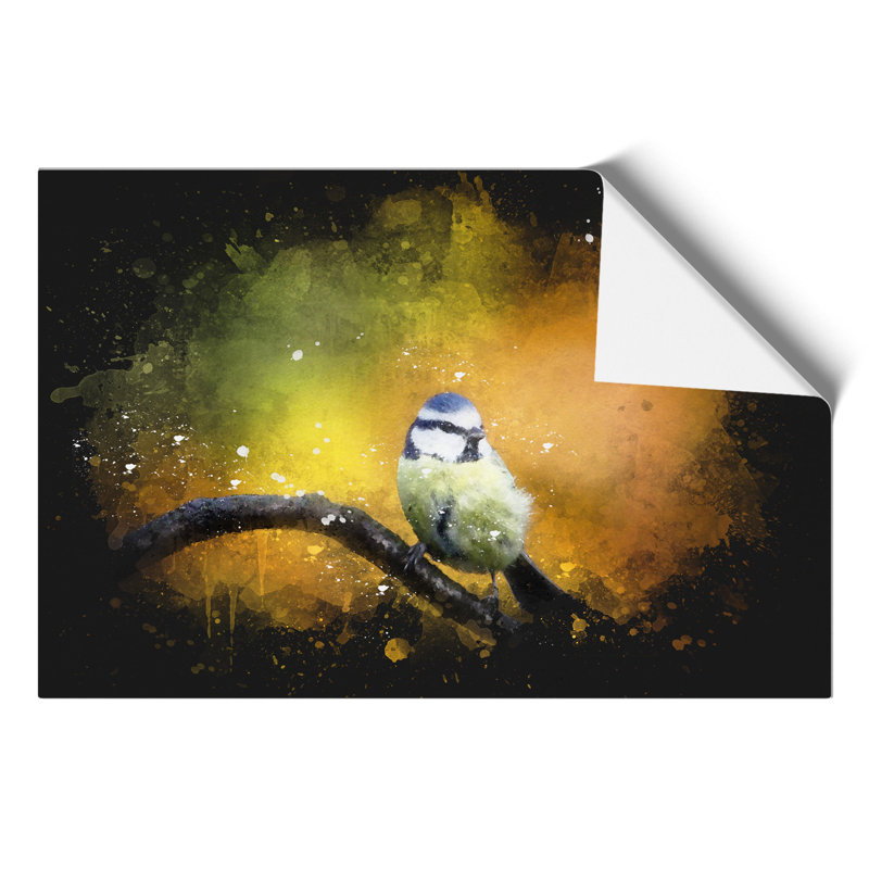 Blue Tit Bird Paint Splash - Frameless Print, 42cm H x 59cm W x 0.1cm D