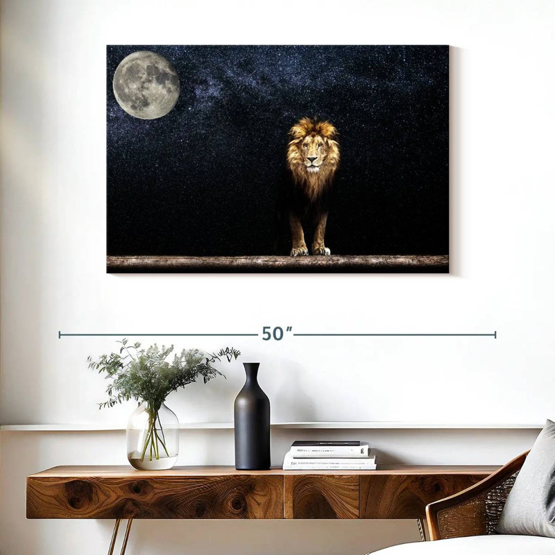 Lion Brampt au clair de lune, H 26 po x l 39 po
