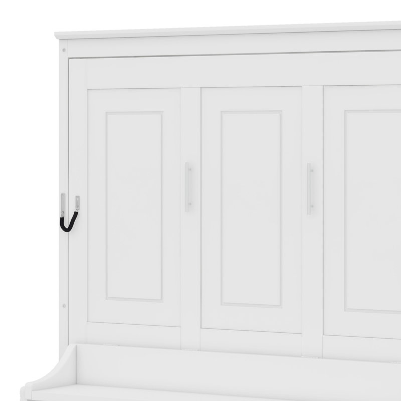 Lit escamotable avec bureau et bibliothèque Murphy, Lit double, Blanc