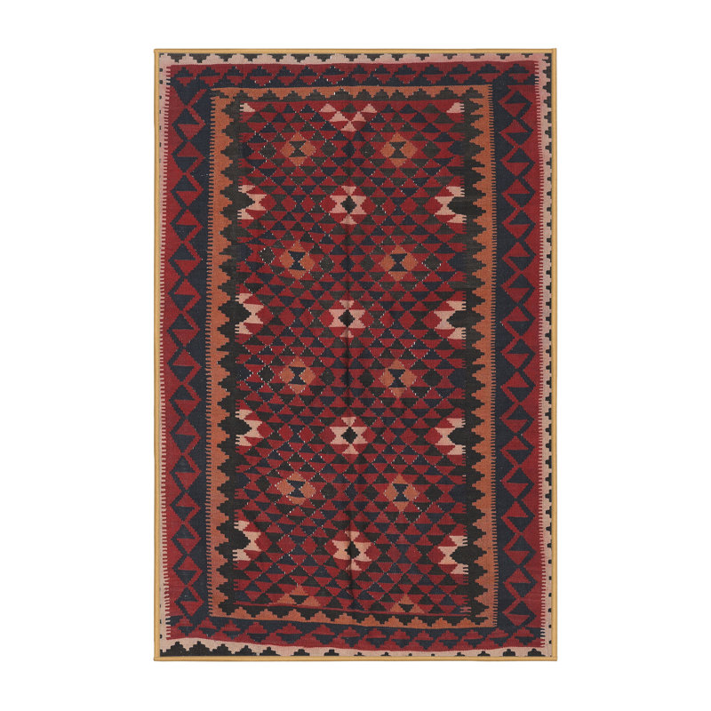 Tapis rouge / noir Southwestern, Rectangle 5 pi x 7 pi