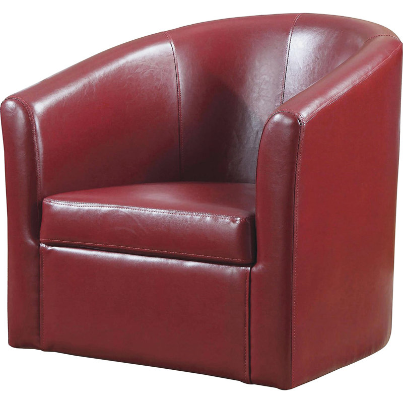 Fauteuil pivotant rouge pour espace de vie avec coussin en mousse et mouvement tendance de couleur noire, confortable