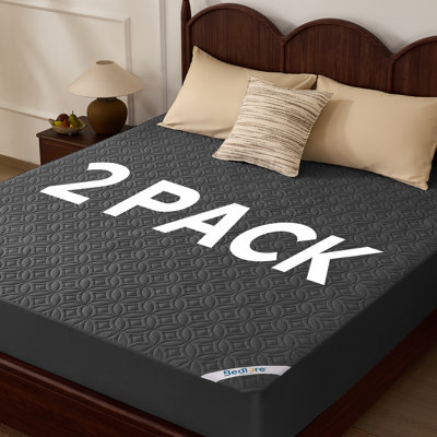 Housse de protection pour matelas imperméable et silencieuse BEDLORE® (paquet de 2), housse de matelas matelassée hypoallergénique et lavable, protège-matelas respirant avec poche profonde de 6 à 18 po