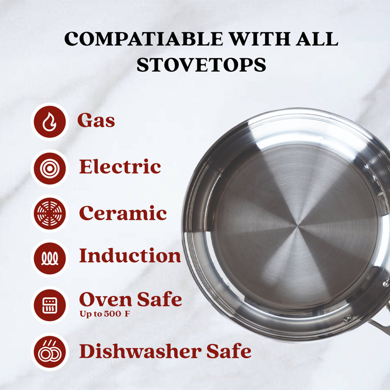 Alva Chef 8" Stainless Steel Non-Toxic Frying Pan Skillet