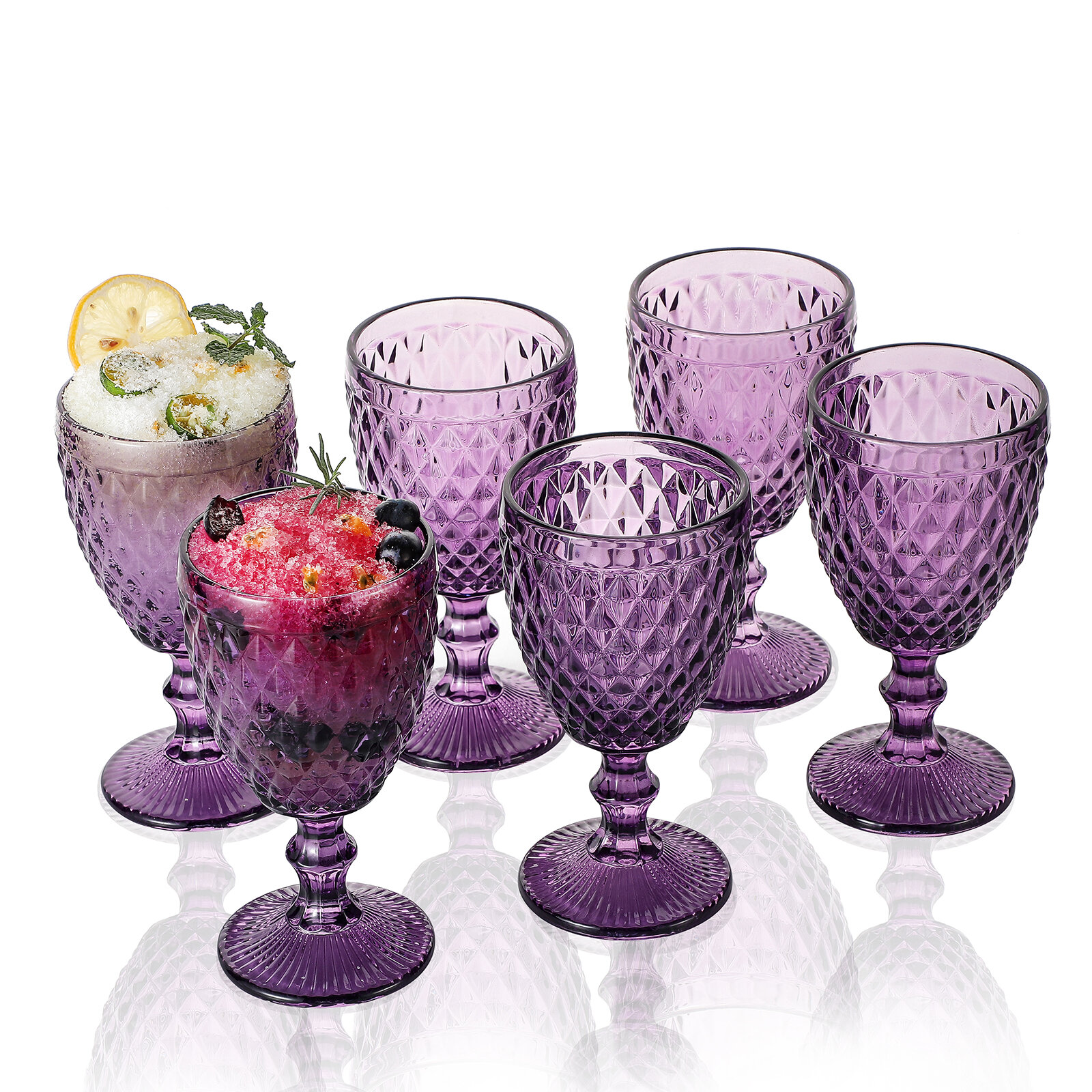 Vintage Green Glass Goblets,2 Large Beverages Glasses 7 T Blown Glass,wine Drinking  Glasses,10 Oz, 