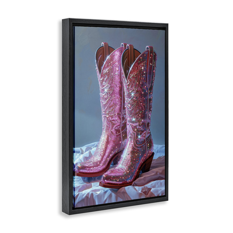 Cadre flottant Dazzling Pink Glam Cowgirl, design par LSR Creative Studio, Cadre flottant noir de jais, H 25 po x l 17 po