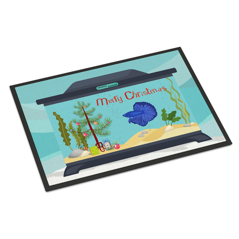 Tapis d'entrée antidérapant Insta, Poisson combattant super delta, 18" W x 27" L