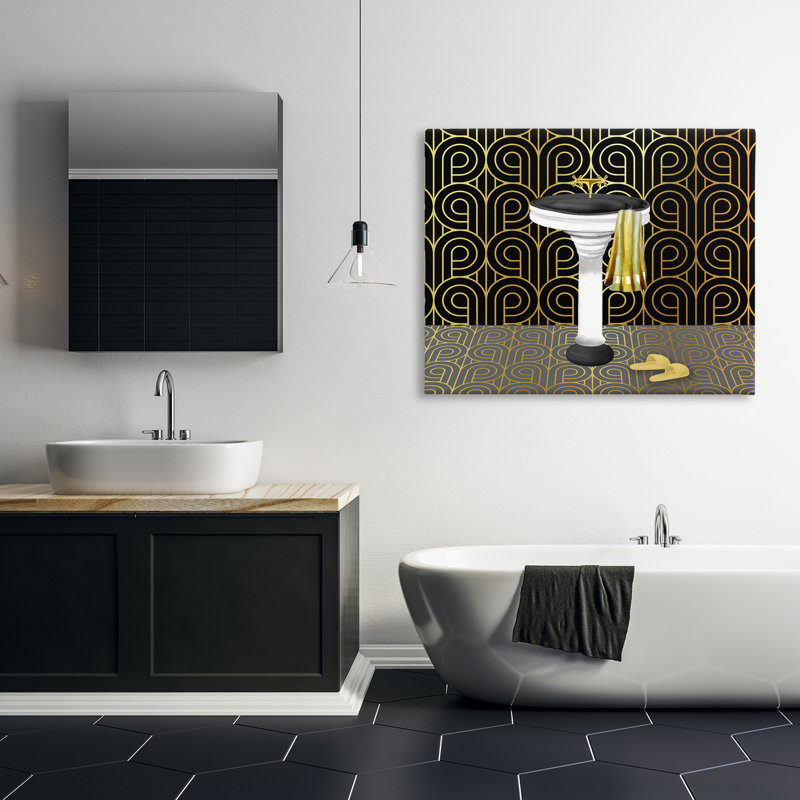 Toile de style déco pour lavabo de salle de bain, design par Conrad Knutsen, H 36 po x l 48 po