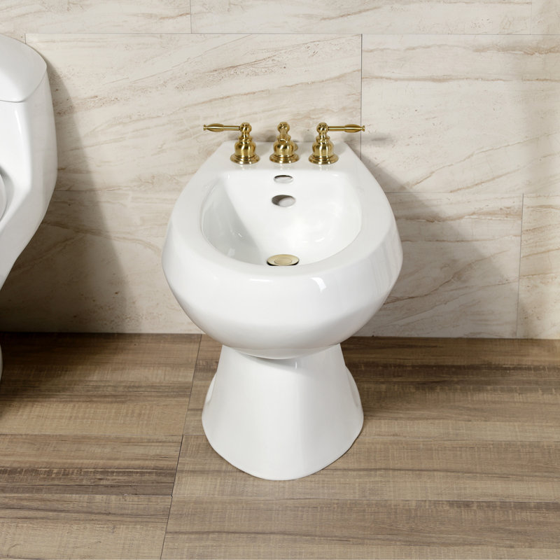 Kingston Brass Knight Three-Handle Vertical Spray Bidet Faucet with Brass Pop-Up, Brushed Brass