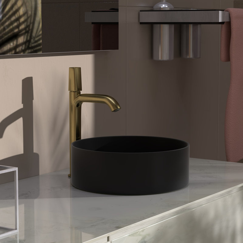 Lavabo vasque circulaire 15 po, Noir mat