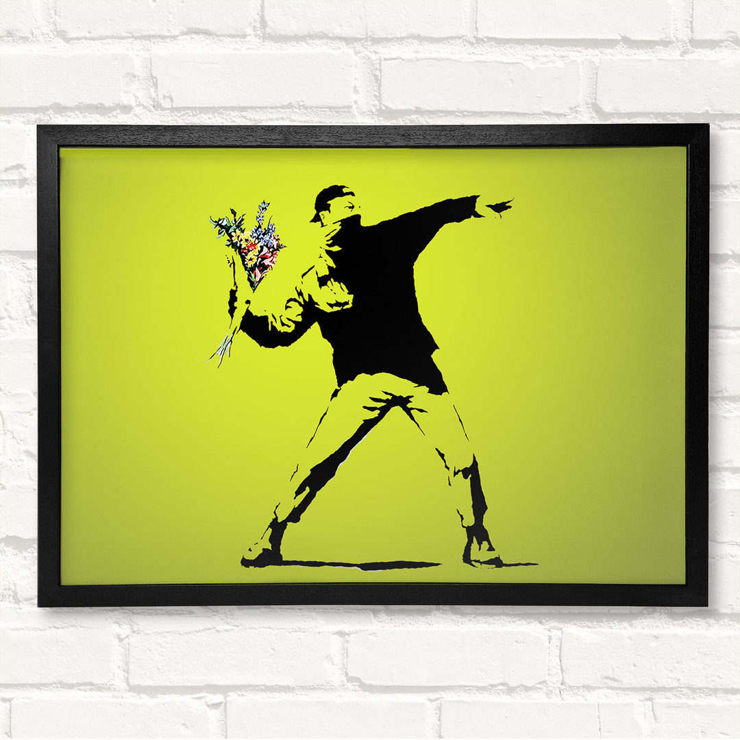 Flower Thrower Lime Green - Closed Corner Frame Kunstdrucke auf Holz