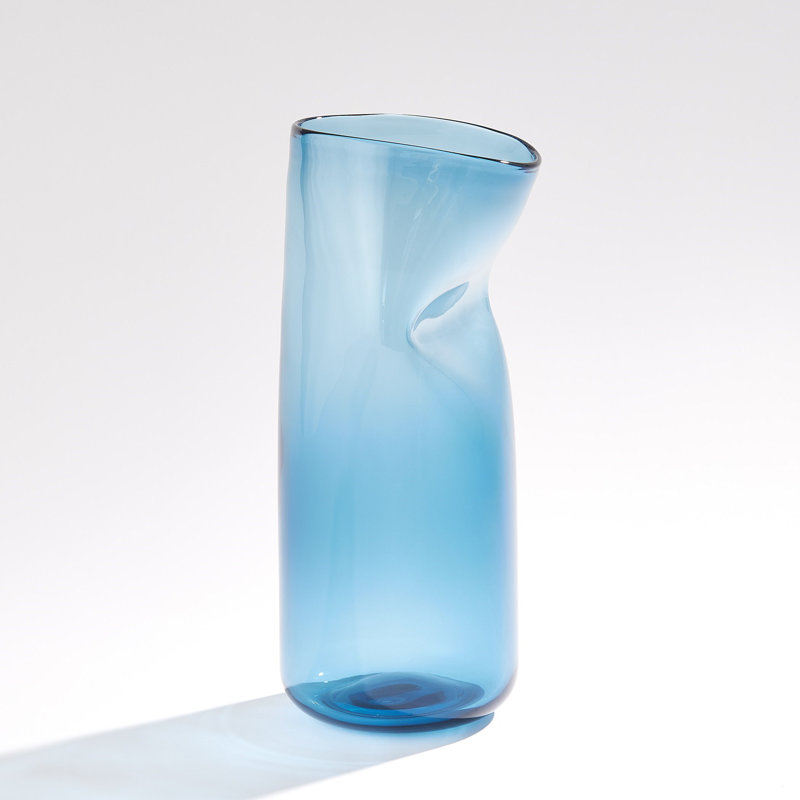 Contour Vase, 15" H x 7.25" W x 6.75" D, Blue