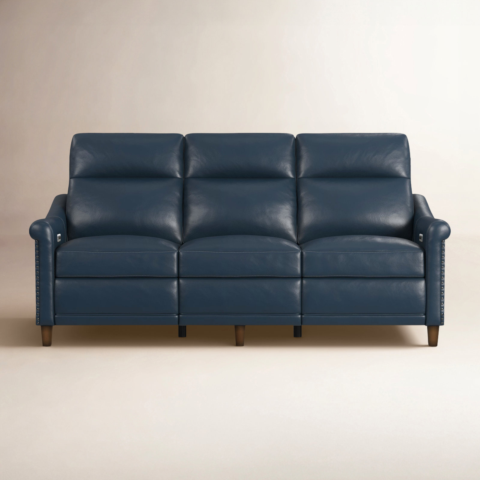 Elizabeth 82'' Upholstered Sofa, Blue Genuine Leather