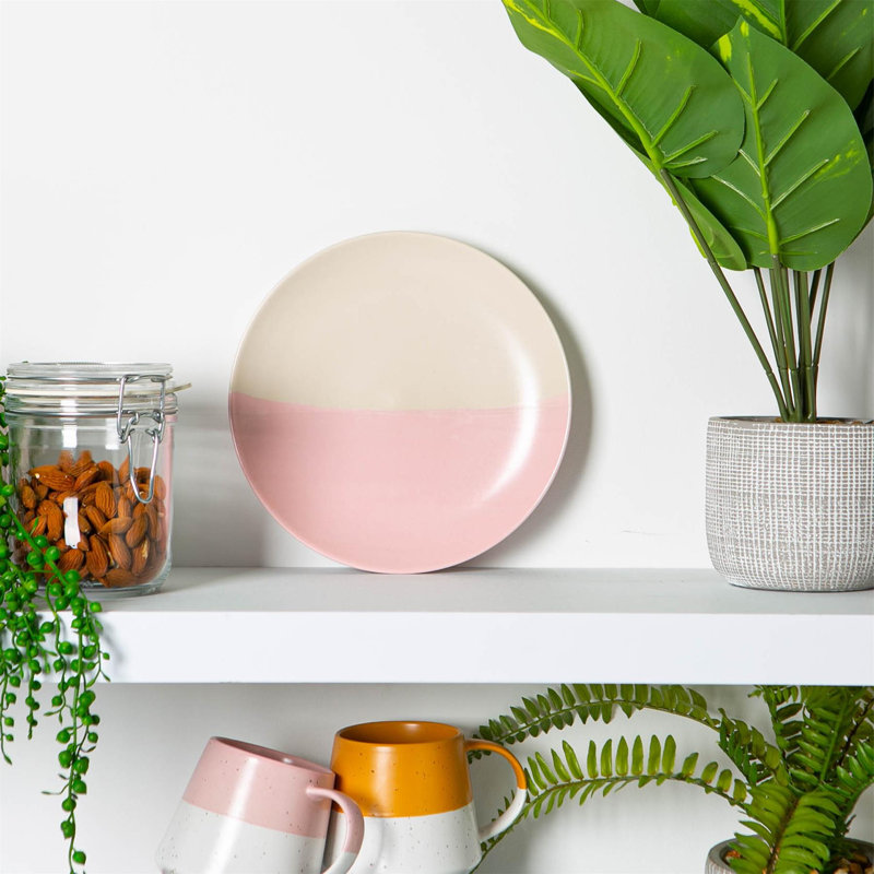 Nicola Spring - Dipped Flecked Stoneware Plate - 20.5cm, Dusty Pink