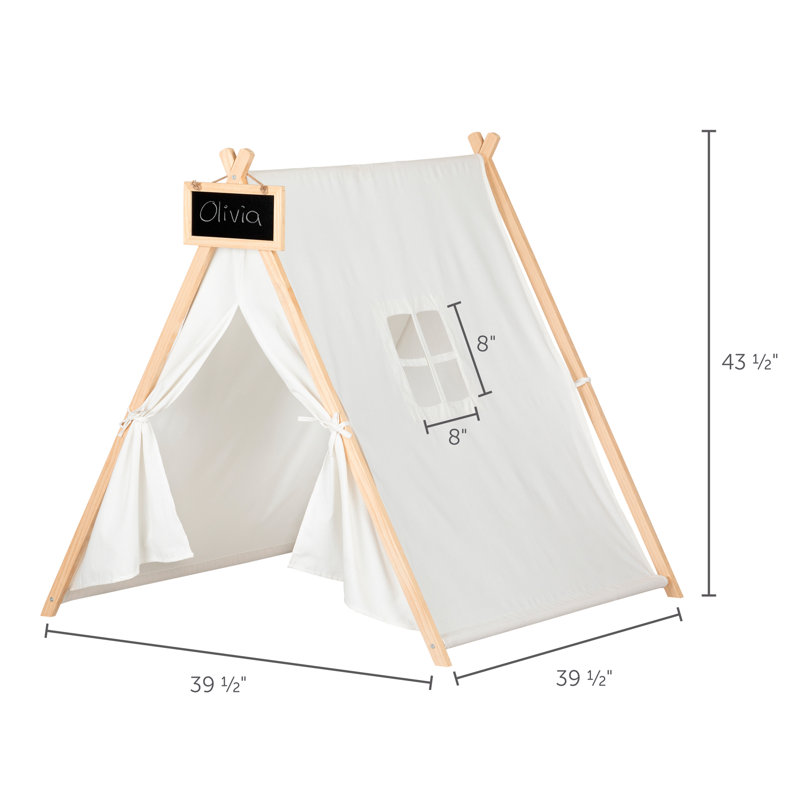 Sweedi Kids' Play Tent with Chalkboard in Organic Cotton and Pine
