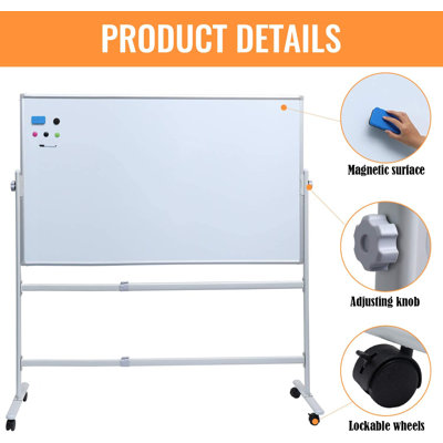 Freestanding Glass Reversible Magnetic Whiteboard