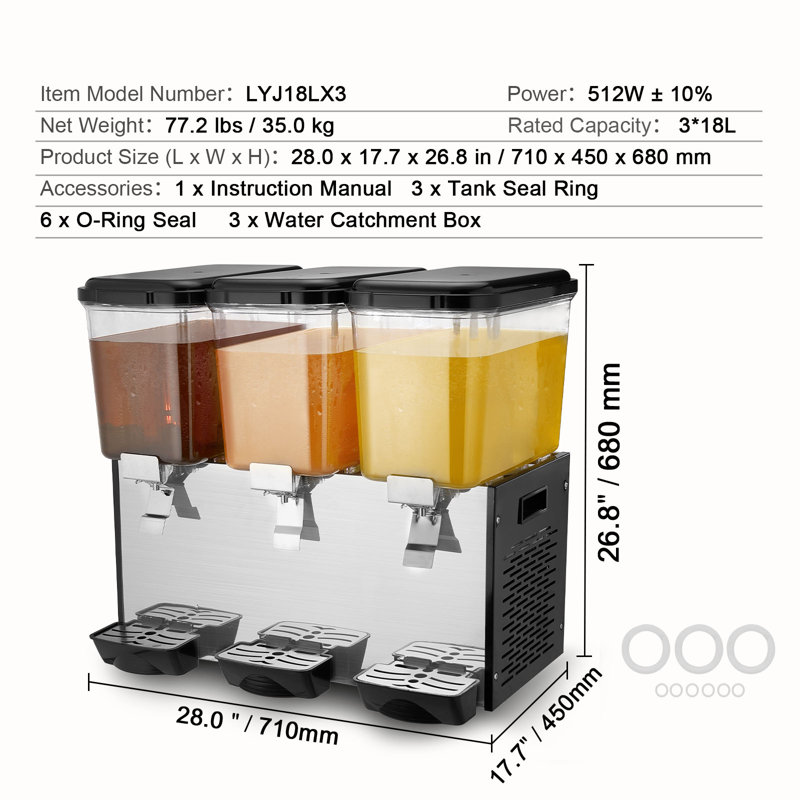 Distributeur de boissons commerciales 18L x 3 réservoirs
