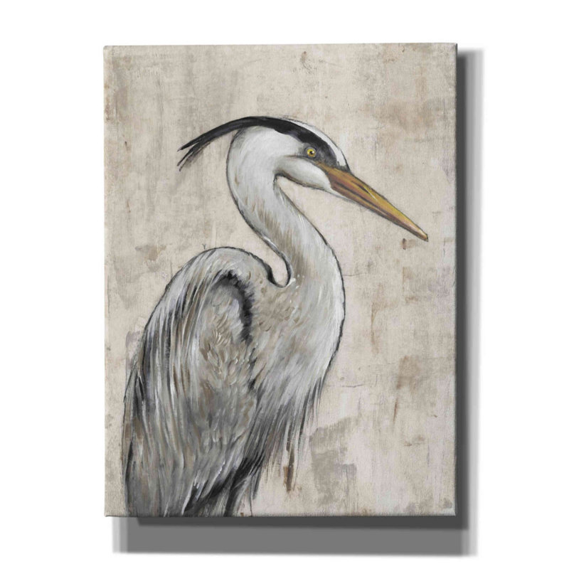 «Gray Heron I» par Tim O'toole, art mural sur toile, H 16 po x l 12 po x P 0,75 po