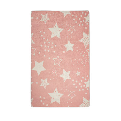 Tapis rectangulaire rose en velours tissé à la machine Hafeza
