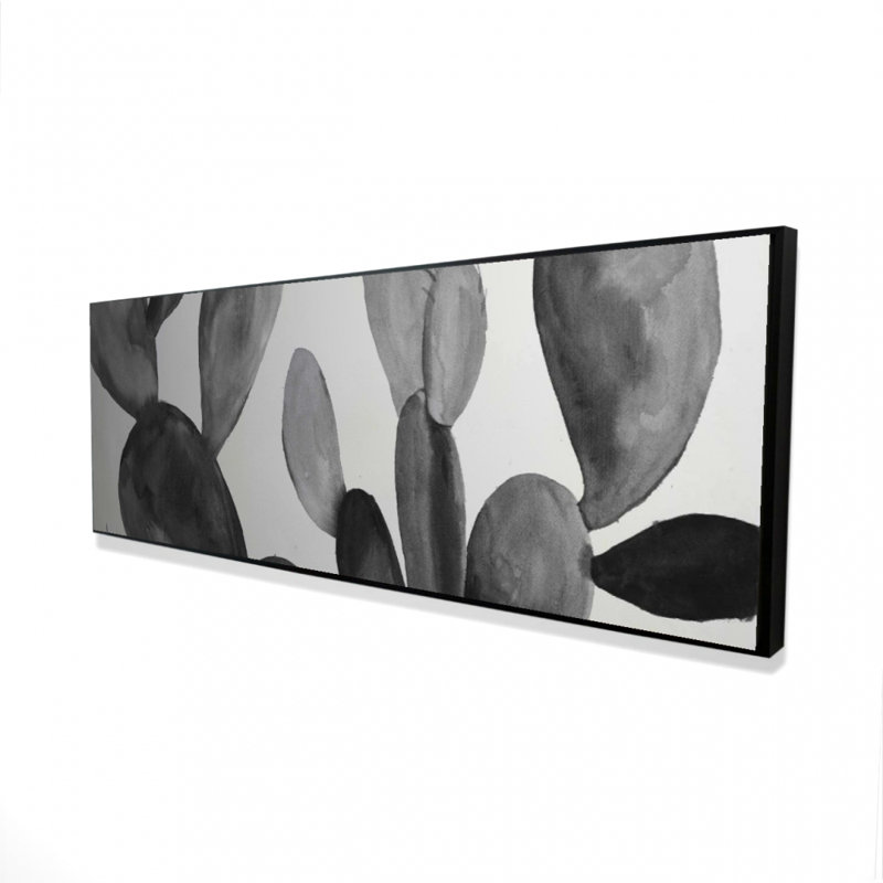 Grayscale Cactus Framed Canvas | Gray Botanical Wall Art