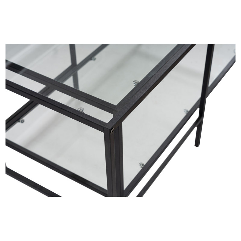 Four Leg Coffee Table with Storage, Black
