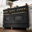 ZLINE Autograph Edition 60 po. 7,4 pieds cubes Plaque de cuisson au gaz à 9 brûleurs et 2 fours à convection électriques en acier inoxydable noir-70212882