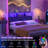 Lozandier Headboard with Storage, Power Outlet, USB Ports and LED Strip-1071489318-1071489320