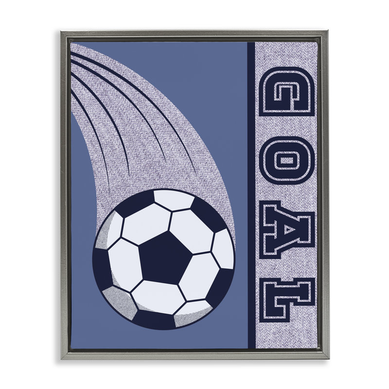 Cadre flottant de soccer sur pied de but, design par Marcus Prime, H 21 po x l 17 po, Cadre flottant gris lustré