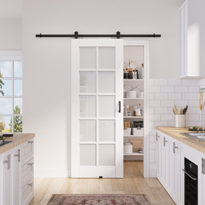 28 po x 80 po x 10 po avec dalle de porte blanche préfinie avec toute la quincaillerie de porte de grange