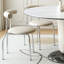 Creamy Glossy Round Rock Board Dining Table-107132505