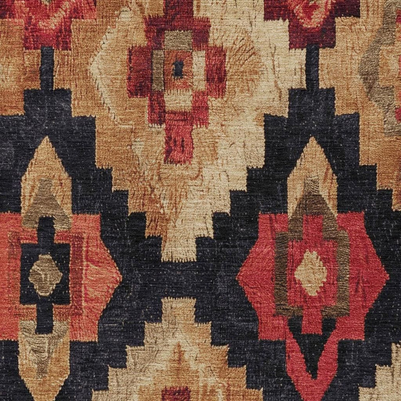 3' X 5' Rust And Charcoal Aztec Washable Indoor Outdoor Area Rug