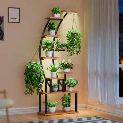 Plant Stand Indoor With Grow Lights, 9 Tiered Metal Plant Shelf, 63" Tall Plant Stand For Indoor Plants Multiple, Large Plant Rack Display Shelves, Co by Orren Ellis
