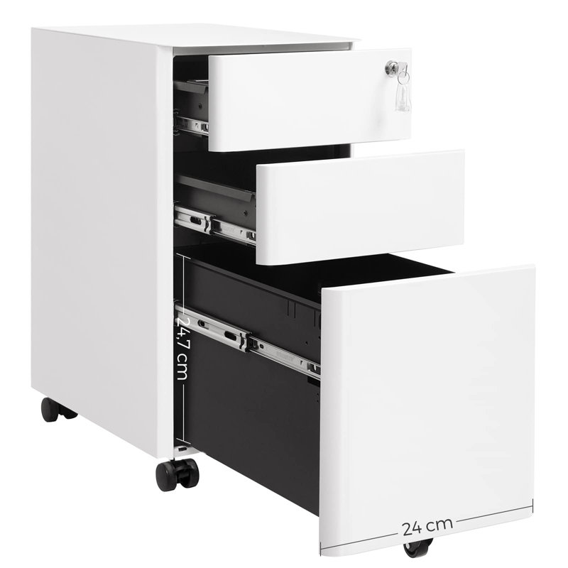 30cm Wide 3 -Drawer Mobile File Cabinet