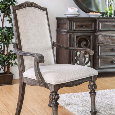 Chaise de salle à manger de style rustique avec accoudoirs et siège rembourré 2 pièces