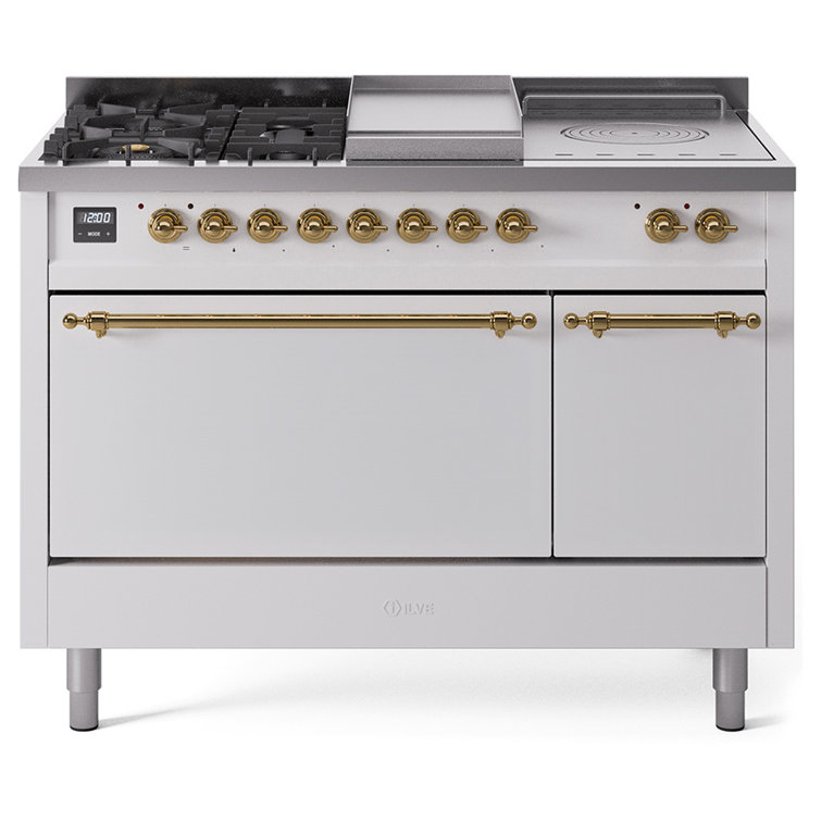 ILVE Nostalgie II 48 in Dual Fuel Range, 5 Burner, Griddle, Frenchtop