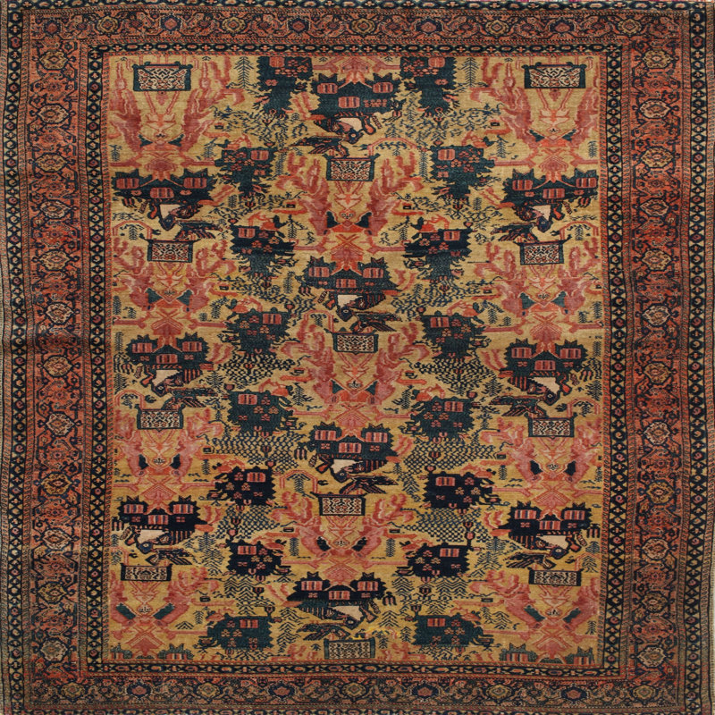 Tapis brun Southwestern, Carré 8 pi