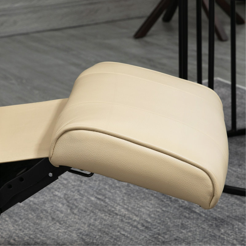 Comfortable Swivel Recliner With Padded Armrest And Extendable Footrest, Cream White
