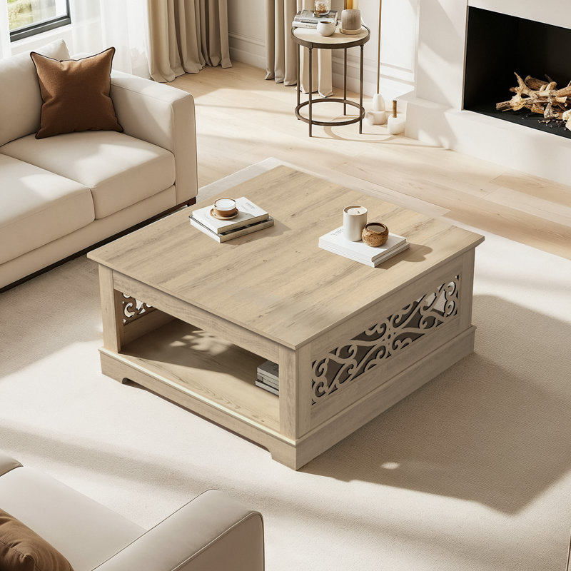 Table basse avec rangement Korbin, Chêne Olso