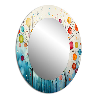 Teal Mid Century Retro Reflections - Teal Oval Wall Mirror Decor