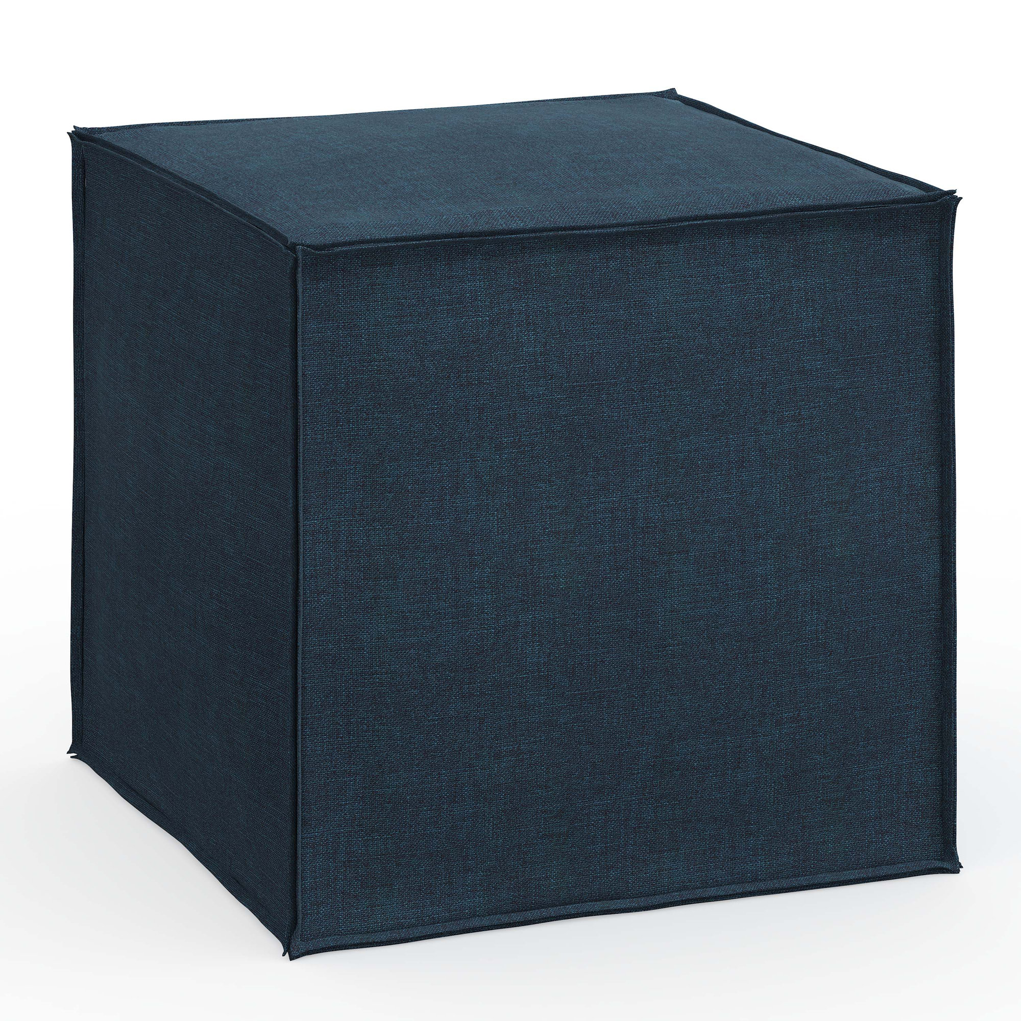 Tillie Upholstered Pouf, Zuma Navy Textured Linen