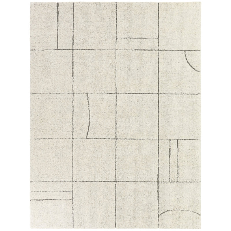 Yelton Grey Organic Modern Geo Area Rug, Rectangle 5'3" x 7'