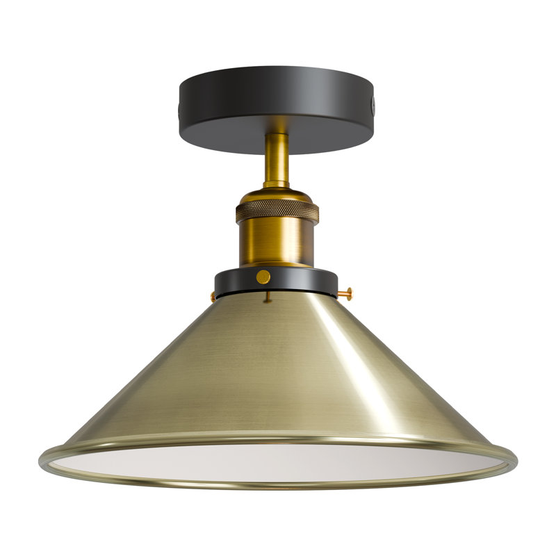 Semi Flush Mount, Black, Green Brass