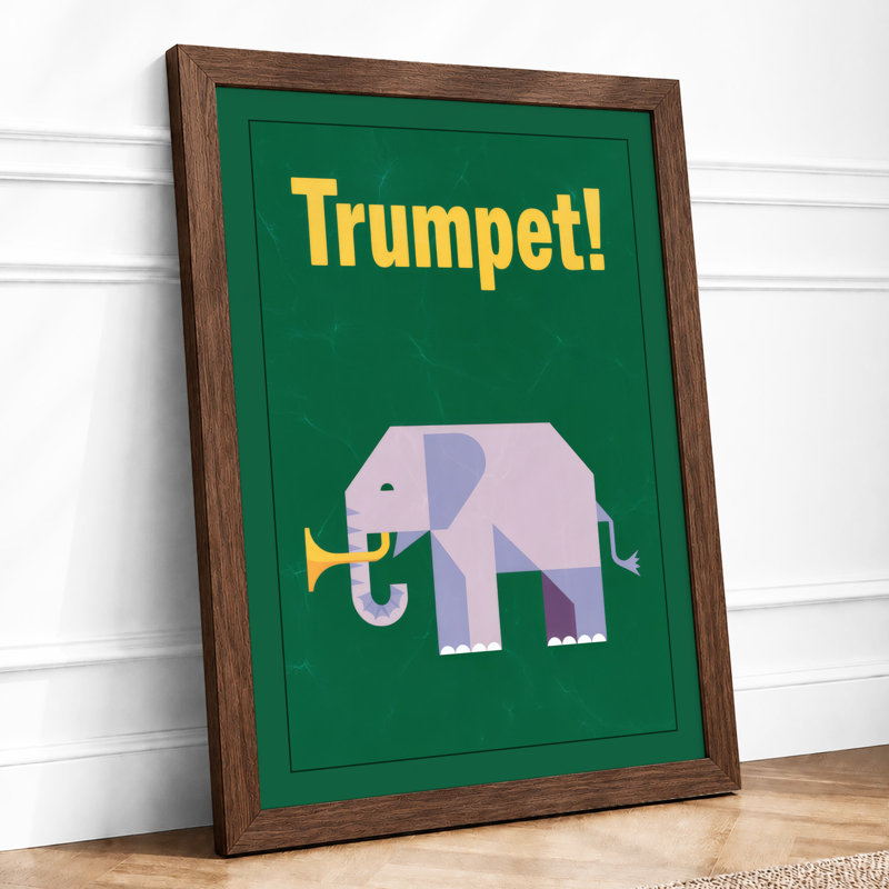 Elephant's Trumpet Geometric - Framed Print, A4 - 29.7 x 21.0 cm, Walnut