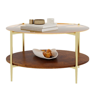Modern Gold Round Double-Layer Coffee Table
